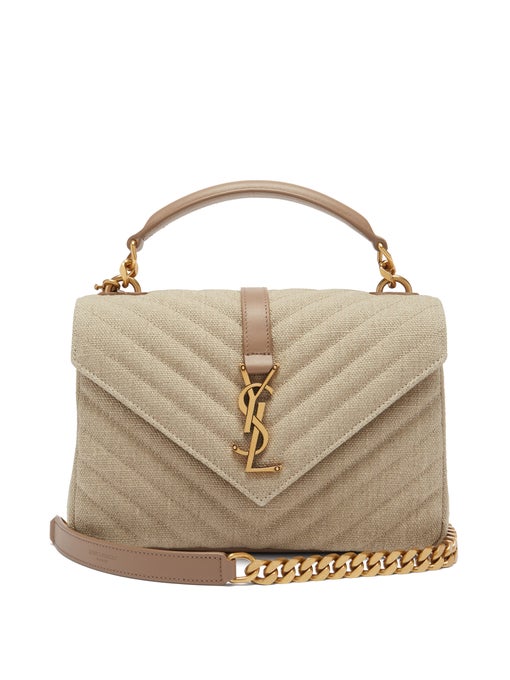 SaintLaurent_리넨 캔버스와 가죽 소재의 컬리지 미디엄 백 thumbnail