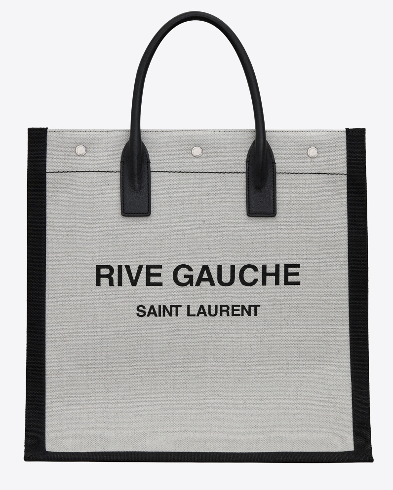 SaintLaurent_린넨과 코튼 소재의 리브 고시 n s 쇼퍼백