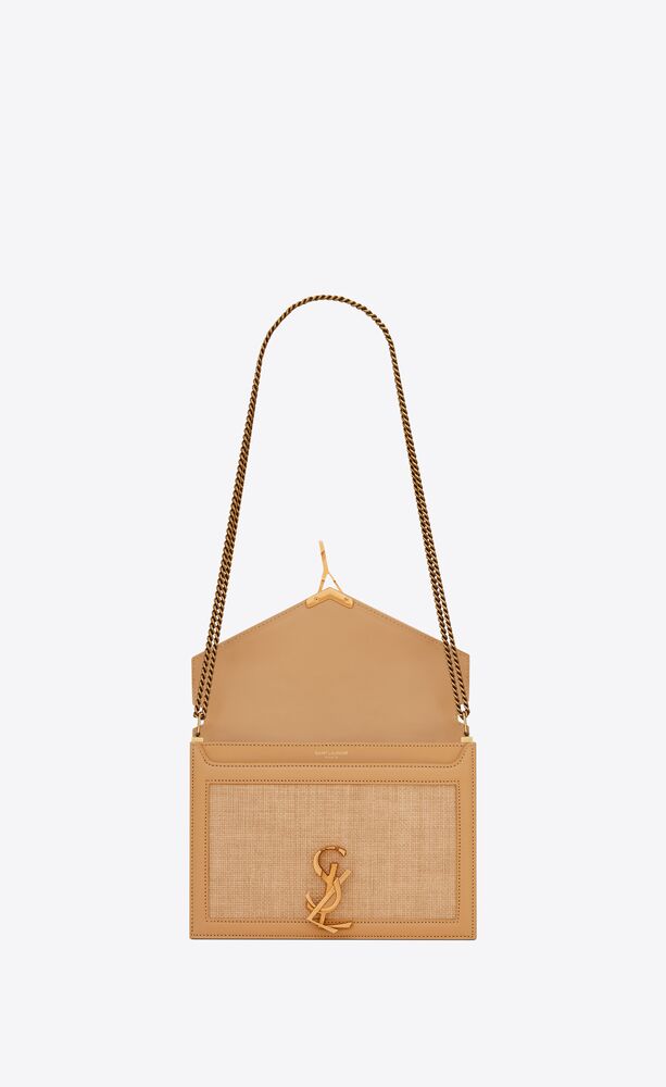 SaintLaurent_마이크로 라피아와 박스 생 로랑 가죽 소재의 cassandra 모노그램 클래스프 백 thumbnail