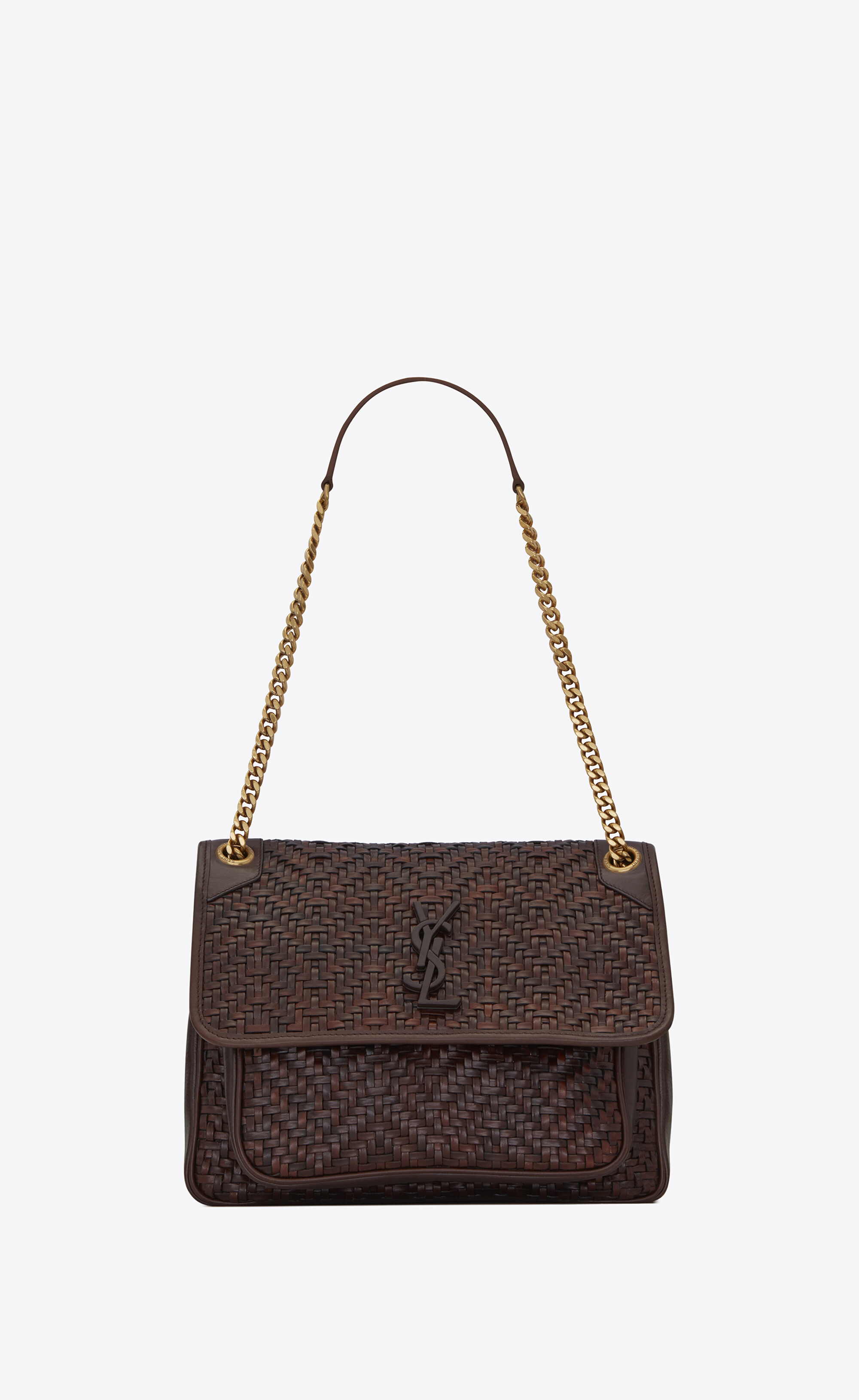 SaintLaurent_매트 우븐 가죽 소재의 니키 미디엄백