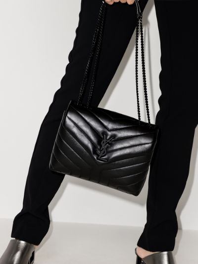 SaintLaurent_블랙 “y” 퀼티드 가죽 소재의 스몰 루루 체인 백 thumbnail