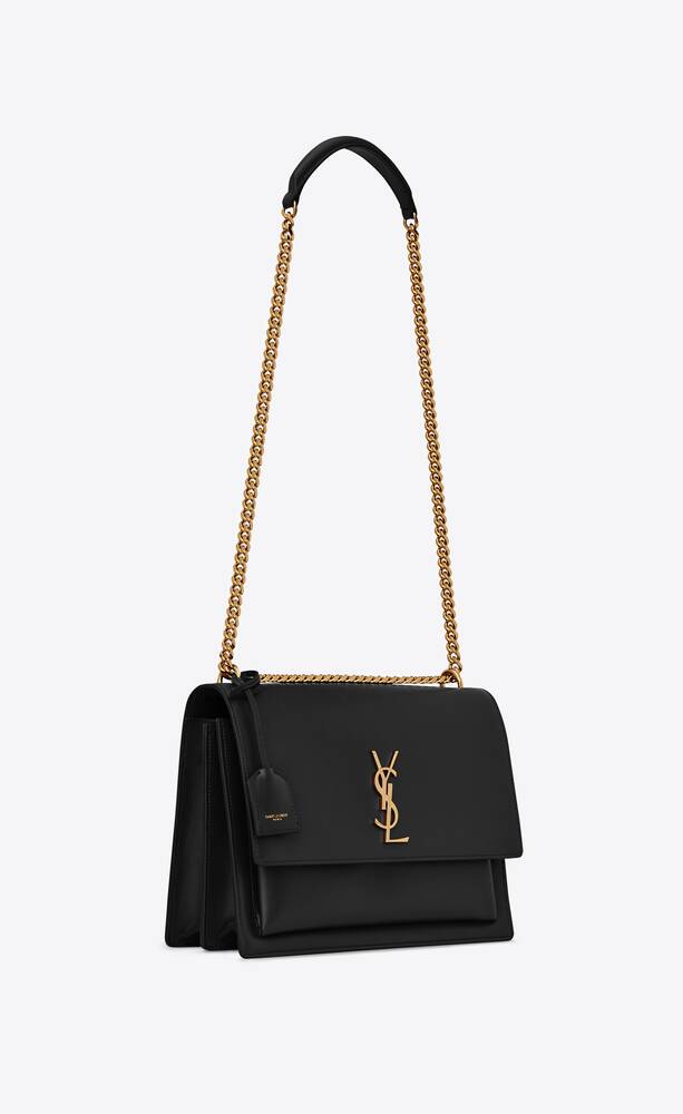 SaintLaurent_블랙 가죽 소재의 라지 선셋 백