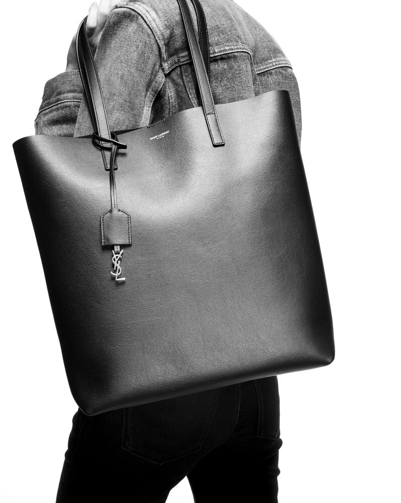 SaintLaurent_블랙 가죽 소재의 쇼핑 생 로랑 토트 백
