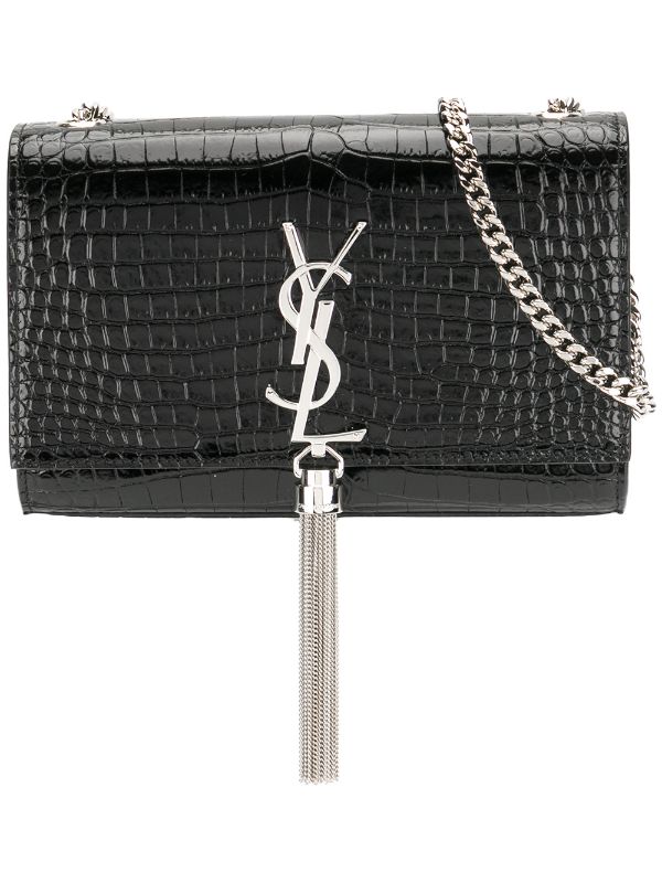 SaintLaurent_블랙 가죽 소재의 클래식 미디엄 케이트 모노그램 생 로랑 테슬 사첼 백 thumbnail