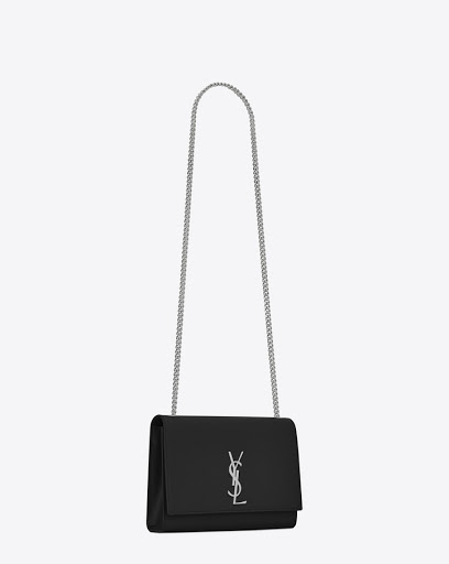 SaintLaurent_블랙 그랑 드 뿌드르 텍스처드 가죽 소재의 클래식 미디엄 케이트 사첼 백