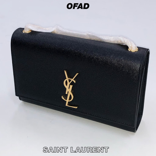 SaintLaurent_블랙 그랑 드 뿌드르 텍스처드 가죽 소재의 클래식 스몰 모노그램 생 로랑 사첼 백 thumbnail
