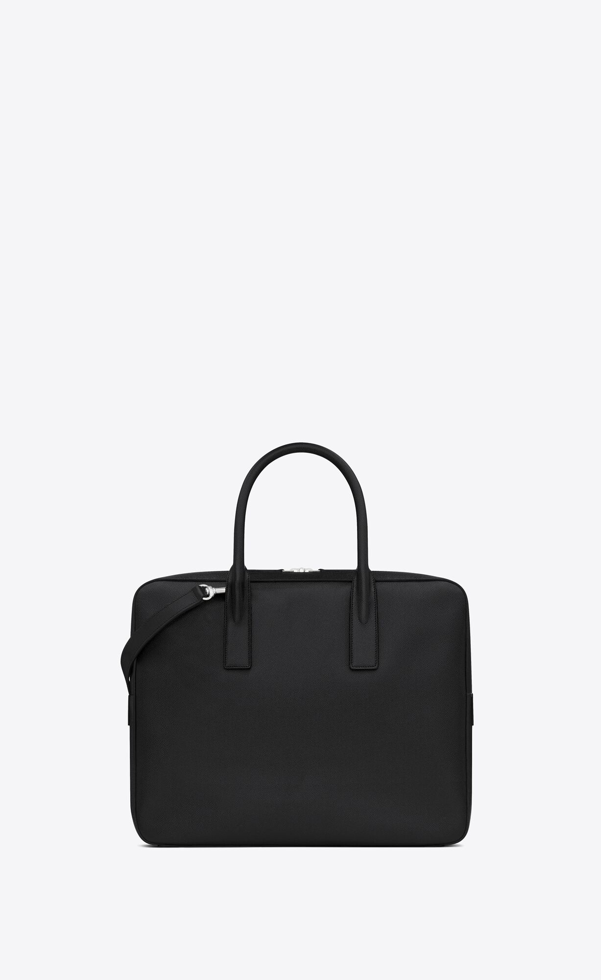 SaintLaurent_블랙 그랑 드 뿌드르 텍스처드 가죽 소재의 클래식 스몰 뮤지엄 플랫 브리프케이스