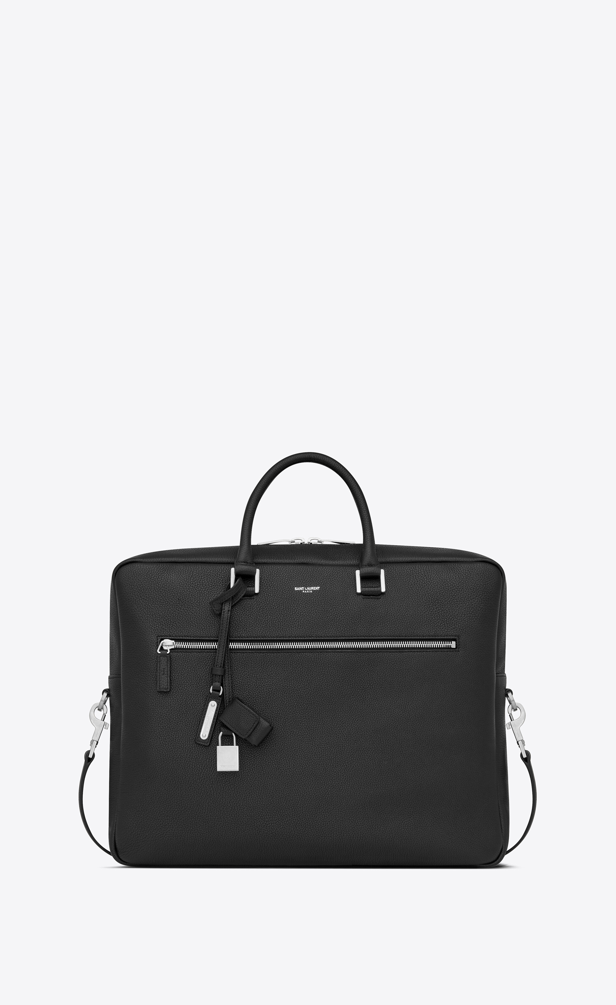 SaintLaurent_블랙 그레인드 가죽 소재의 라지 삭 드 주르 소프트 브리프케이스