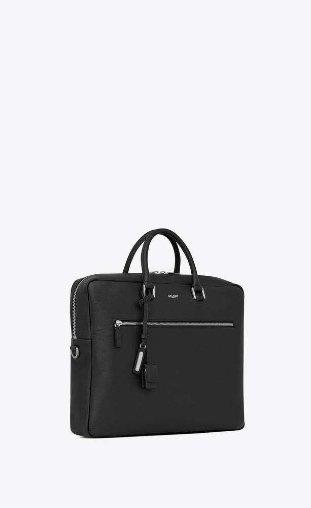 SaintLaurent_블랙 그레인드 가죽 소재의 라지 삭 드 주르 소프트 브리프케이스
