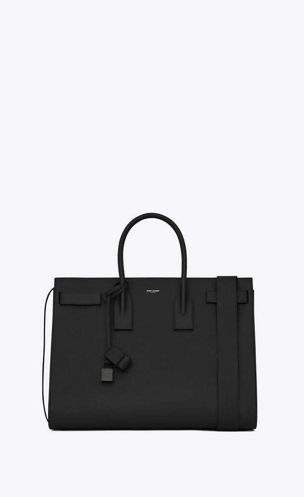 SaintLaurent_블랙 그레인드 가죽 소재의 라지 삭 드 주르 캐리 올 백