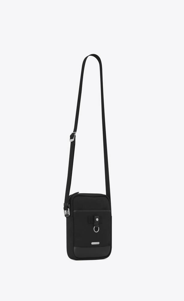 SaintLaurent_블랙 나일론 캔버스 및 블랙 가죽 소재의 리빙턴 파우치