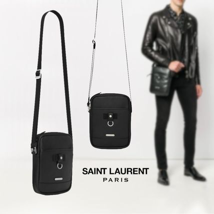 SaintLaurent_블랙 나일론 캔버스 및 블랙 가죽 소재의 리빙턴 파우치 thumbnail