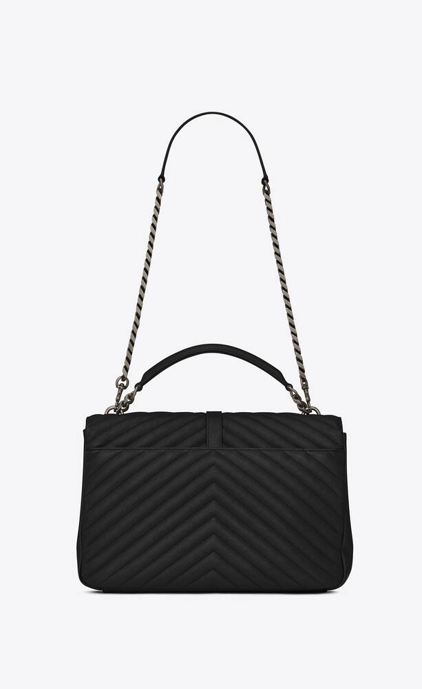 SaintLaurent_블랙 마틀라세 가죽 소재의 클래식 라지 컬리지 모노그램 생 로랑 사첼 백