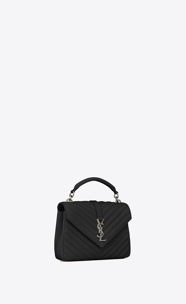 SaintLaurent_블랙 마틀라세 가죽 소재의 클래식 미디엄 컬리지 모노그램 생 로랑 사첼 백 thumbnail