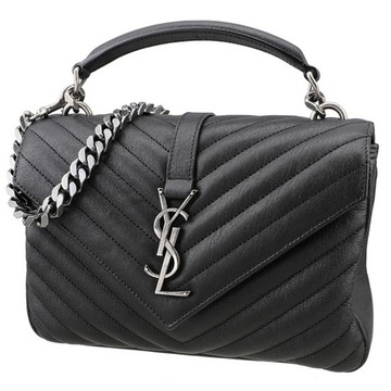 SaintLaurent_블랙 마틀라세 가죽 소재의 클래식 미디엄 컬리지 모노그램 생 로랑 사첼 백 thumbnail