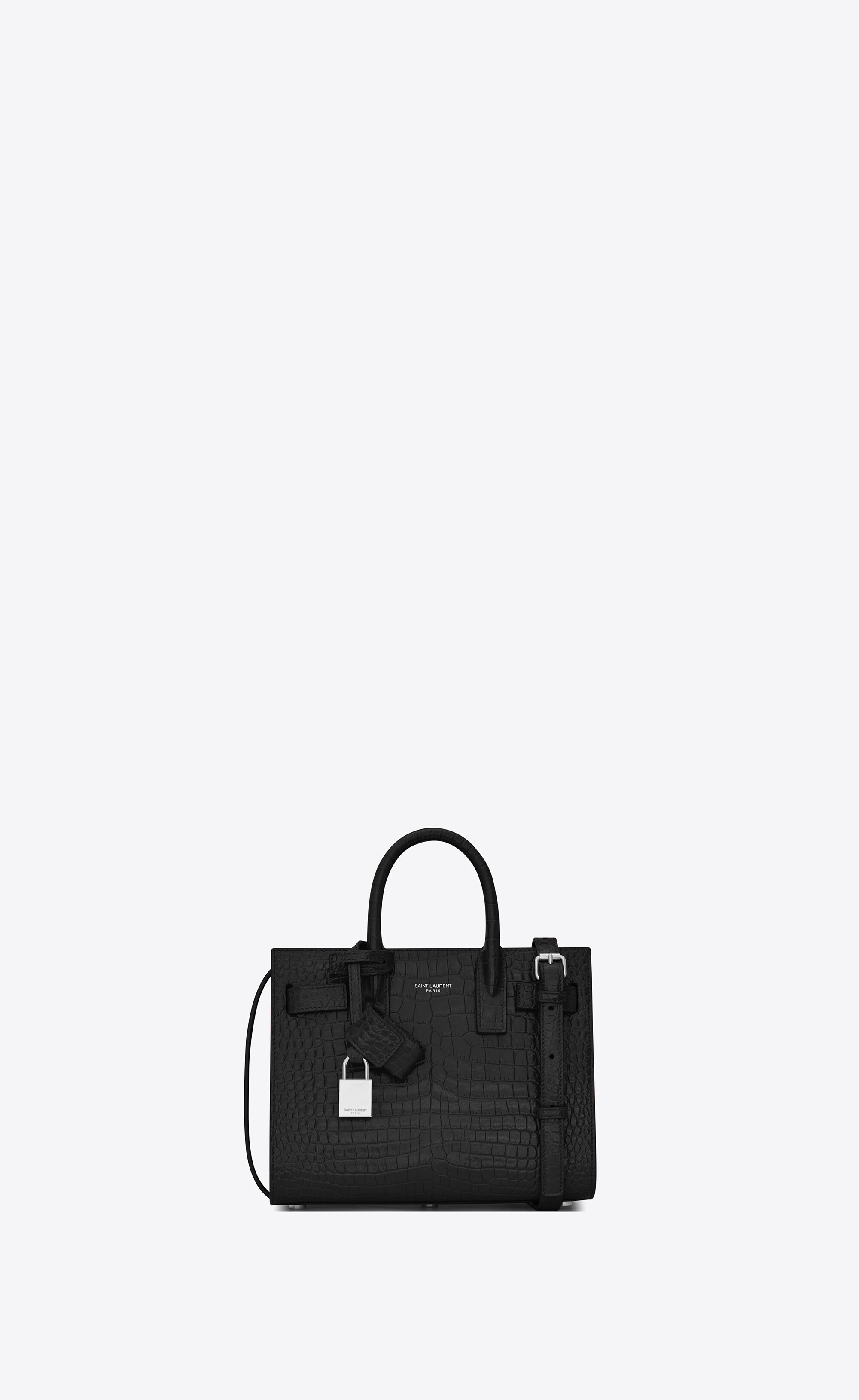 SaintLaurent_블랙 악어 무늬가 새겨진 가죽 소재의 클래식 나노 삭 드 주르 백