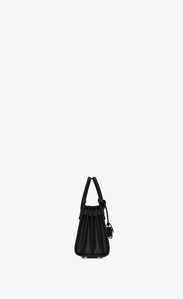 SaintLaurent_블랙 악어 무늬가 새겨진 가죽 소재의 클래식 나노 삭 드 주르 백