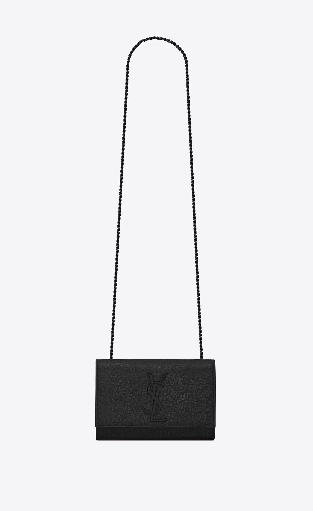SaintLaurent_블랙 컬러 그랑 드 뿌드르 텍스처 가죽 소재의 스몰 케이트 체인 백