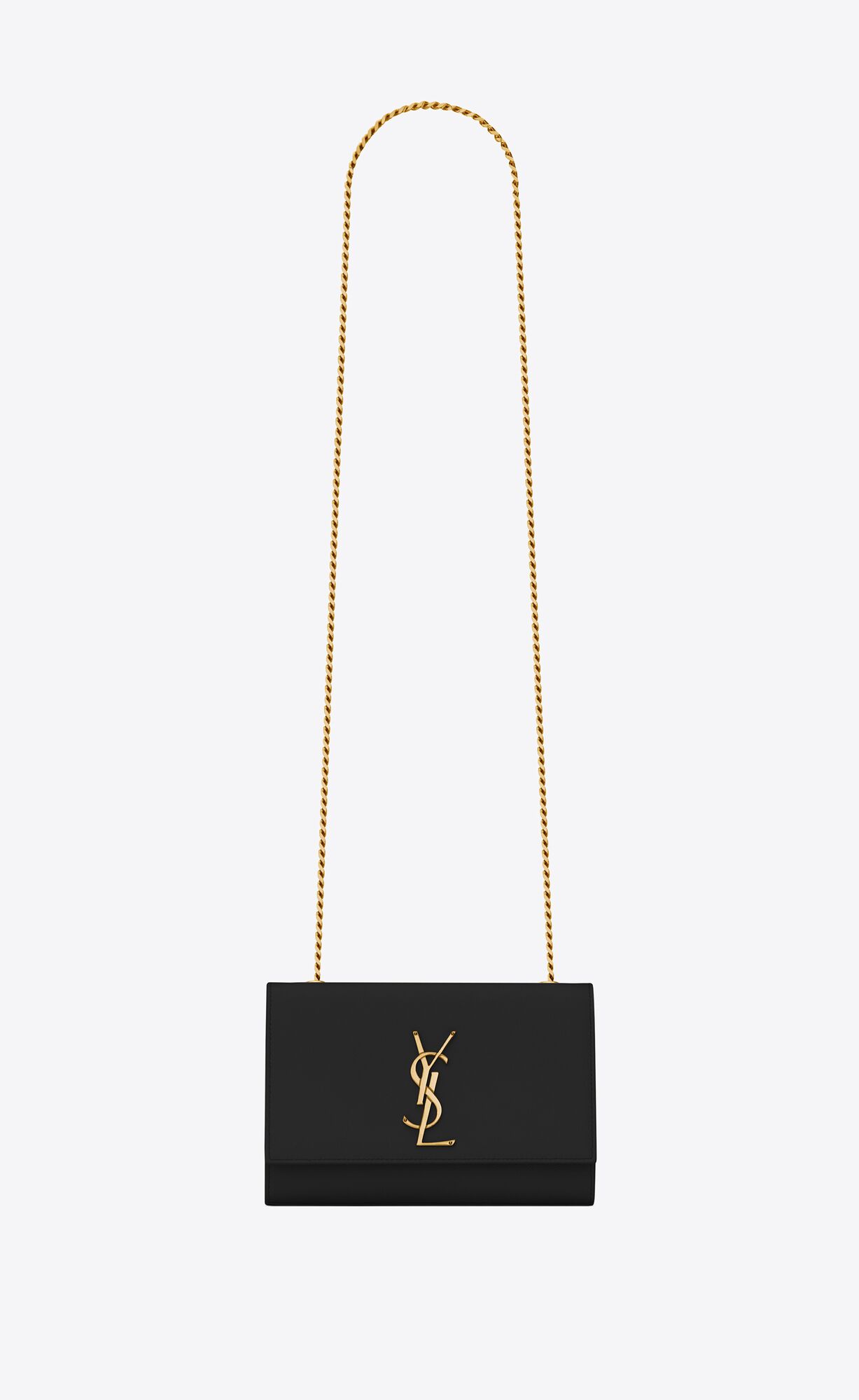 SaintLaurent_블랙 컬러 그랑 드 뿌드르 텍스처 가죽 소재의 스몰 케이트 체인 백 thumbnail