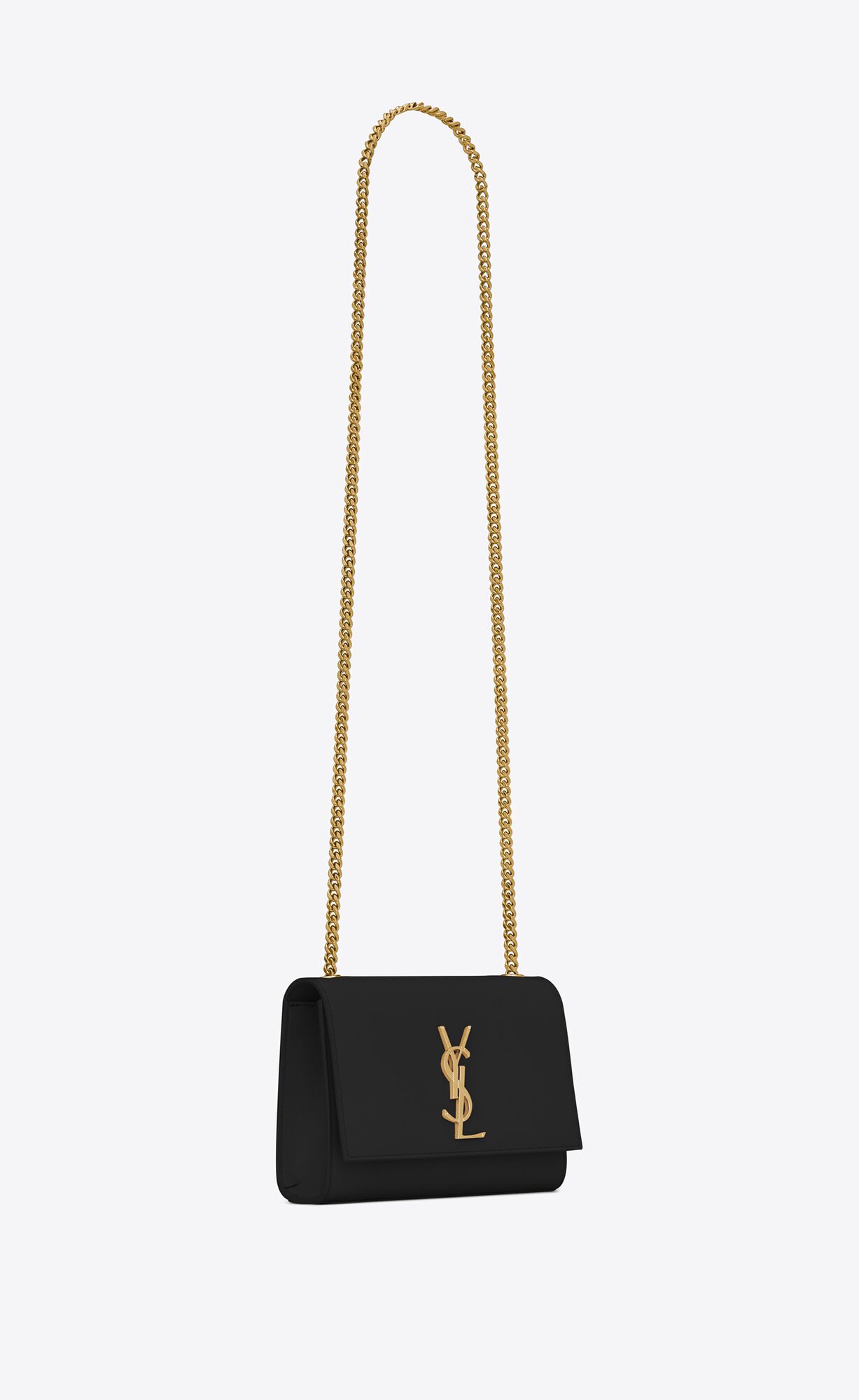 SaintLaurent_블랙 컬러 그랑 드 뿌드르 텍스처 가죽 소재의 스몰 케이트 체인 백 thumbnail