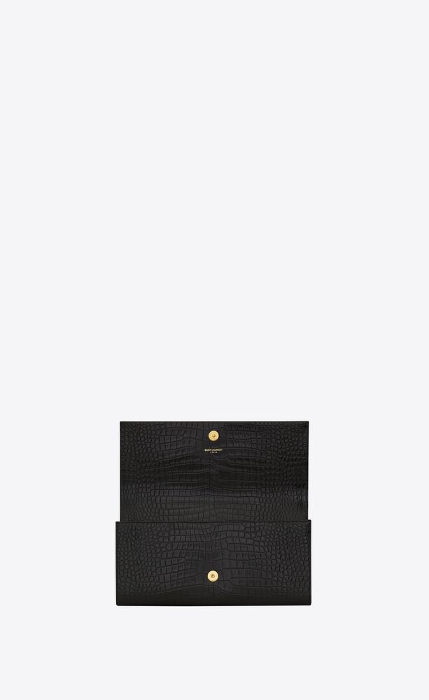 SaintLaurent_블랙 크로커다일 무늬가 새겨진 가죽 소재의 클래식 모노그램 생 로랑 테슬 클러치 thumbnail