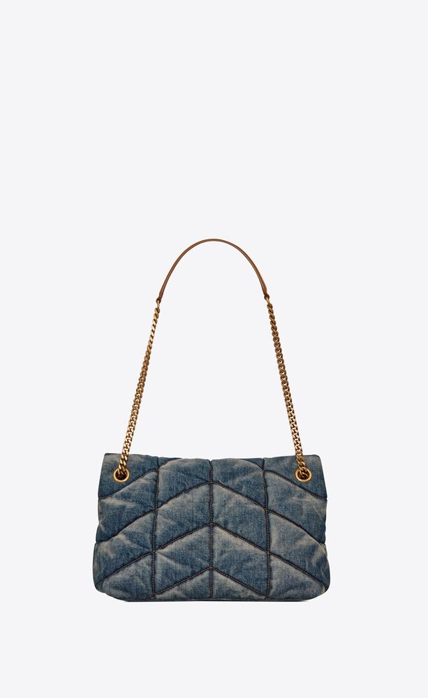 SaintLaurent_빈티지 데님과 스웨이드 소재의 puffer 미디엄 백