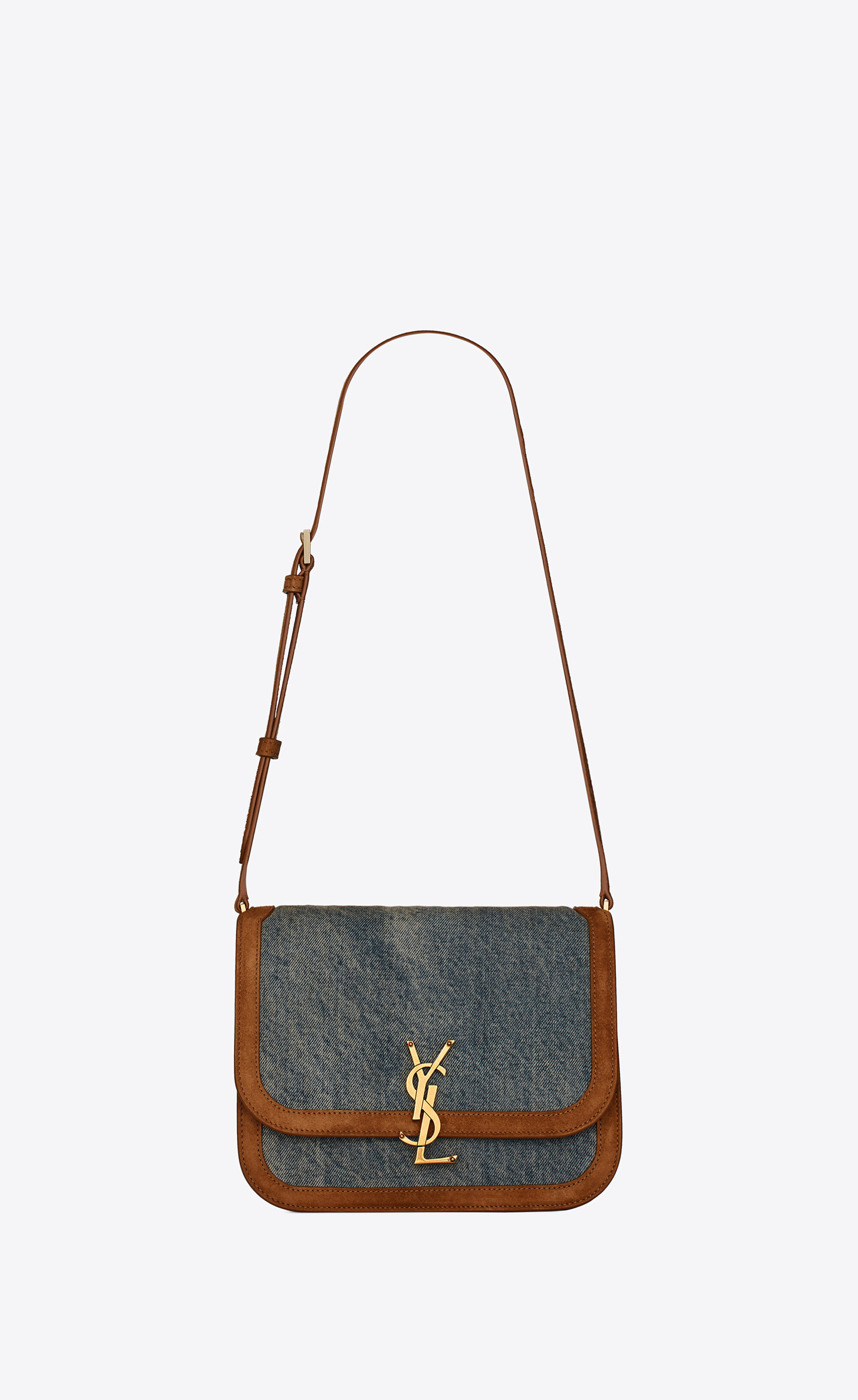 SaintLaurent_빈티지 데님과 스웨이드 소재의 솔페리노 미디엄 사첼