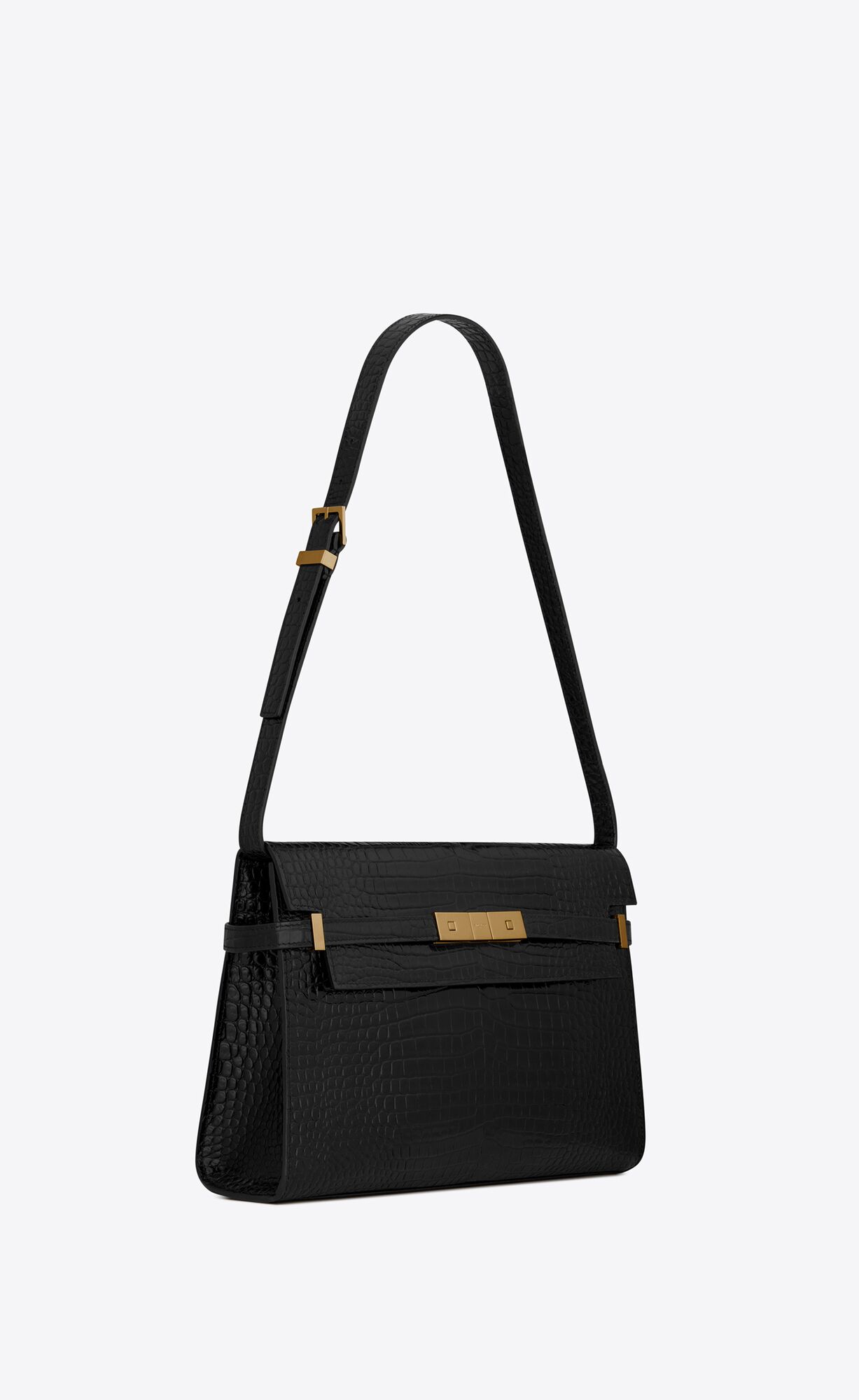 SaintLaurent_샤이니 크로커다일 엠보스드 가죽 소재의 manhattan 숄더백
