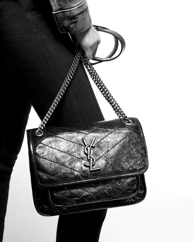 SaintLaurent_스웨이드와 스무스 가죽 소재의 niki 미디엄백