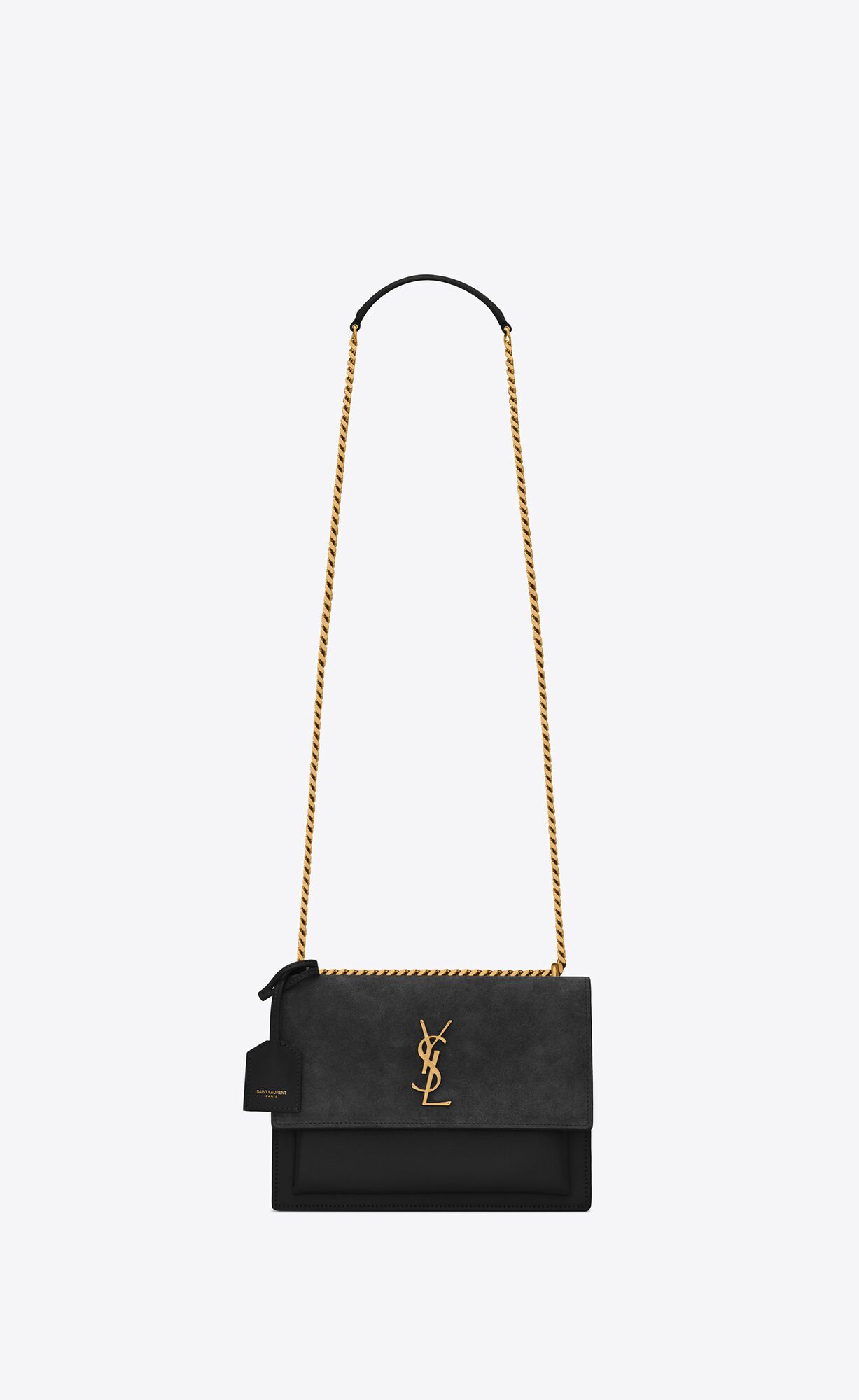 SaintLaurent_스웨이드와 스무스 가죽 소재의 선셋 미디엄백