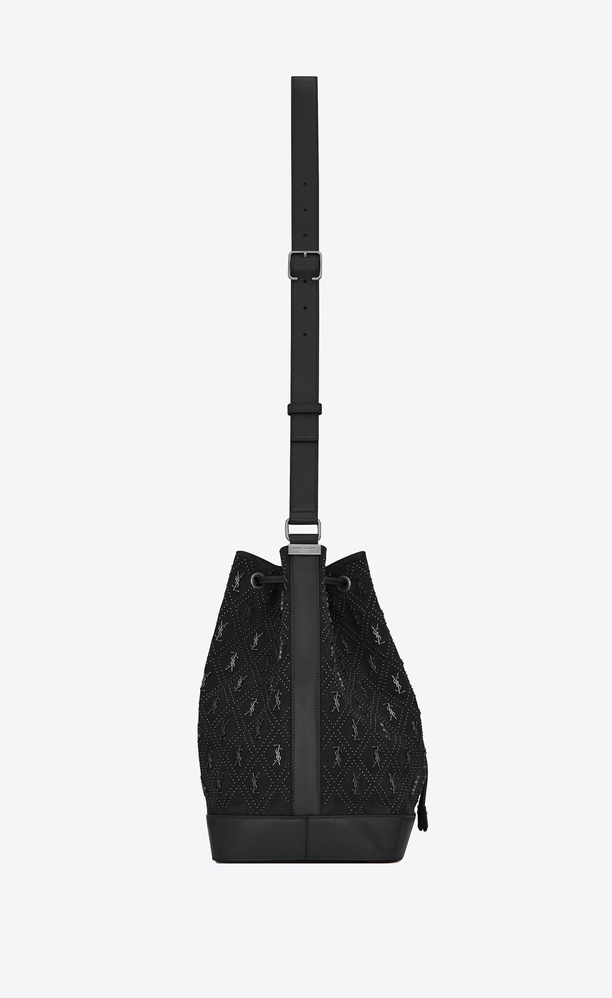 SaintLaurent_스터드 장식 스웨이드 소재의 le monogramme all over 버킷백