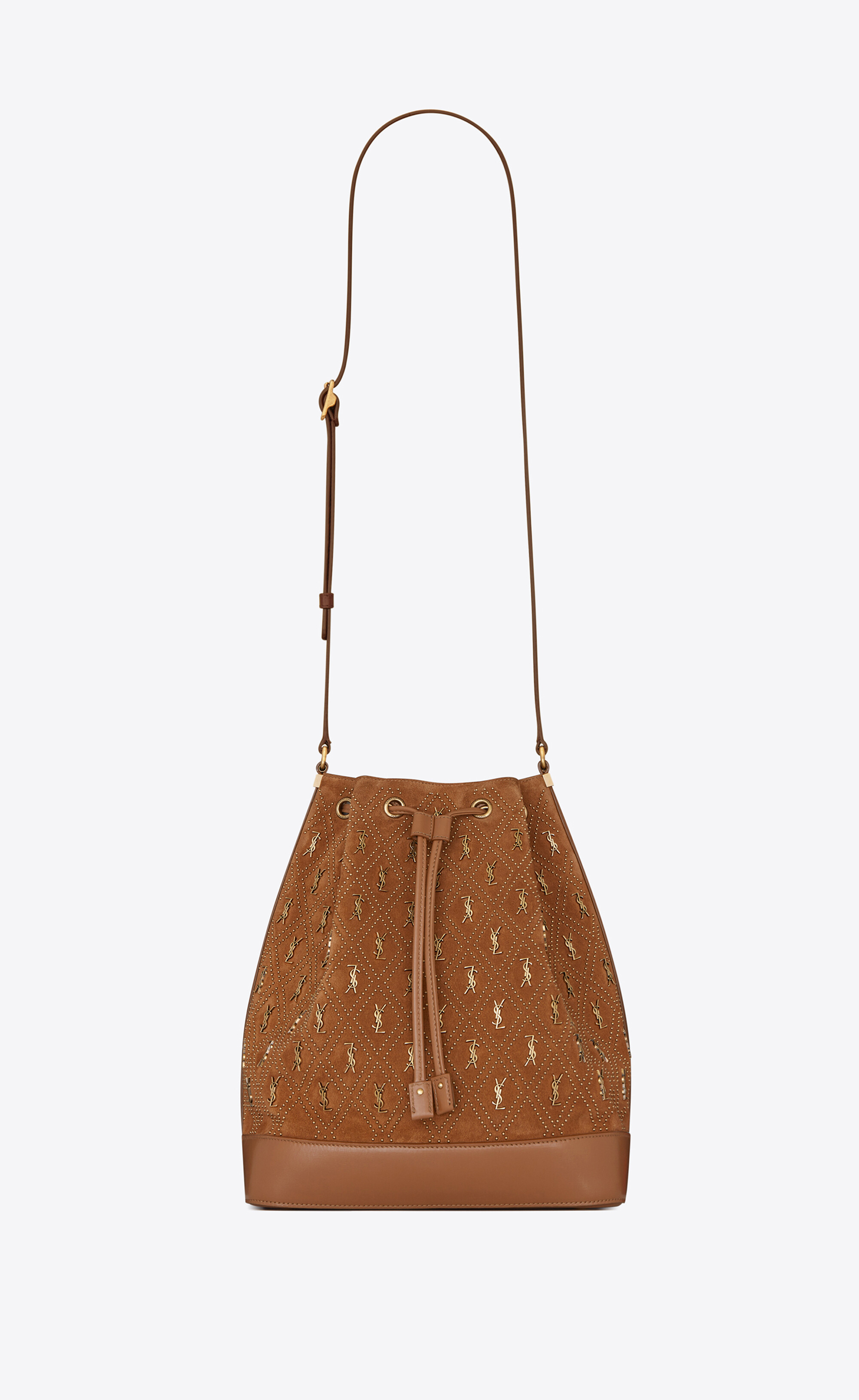 SaintLaurent_스터드 장식 스웨이드 소재의 le monogramme 버킷백