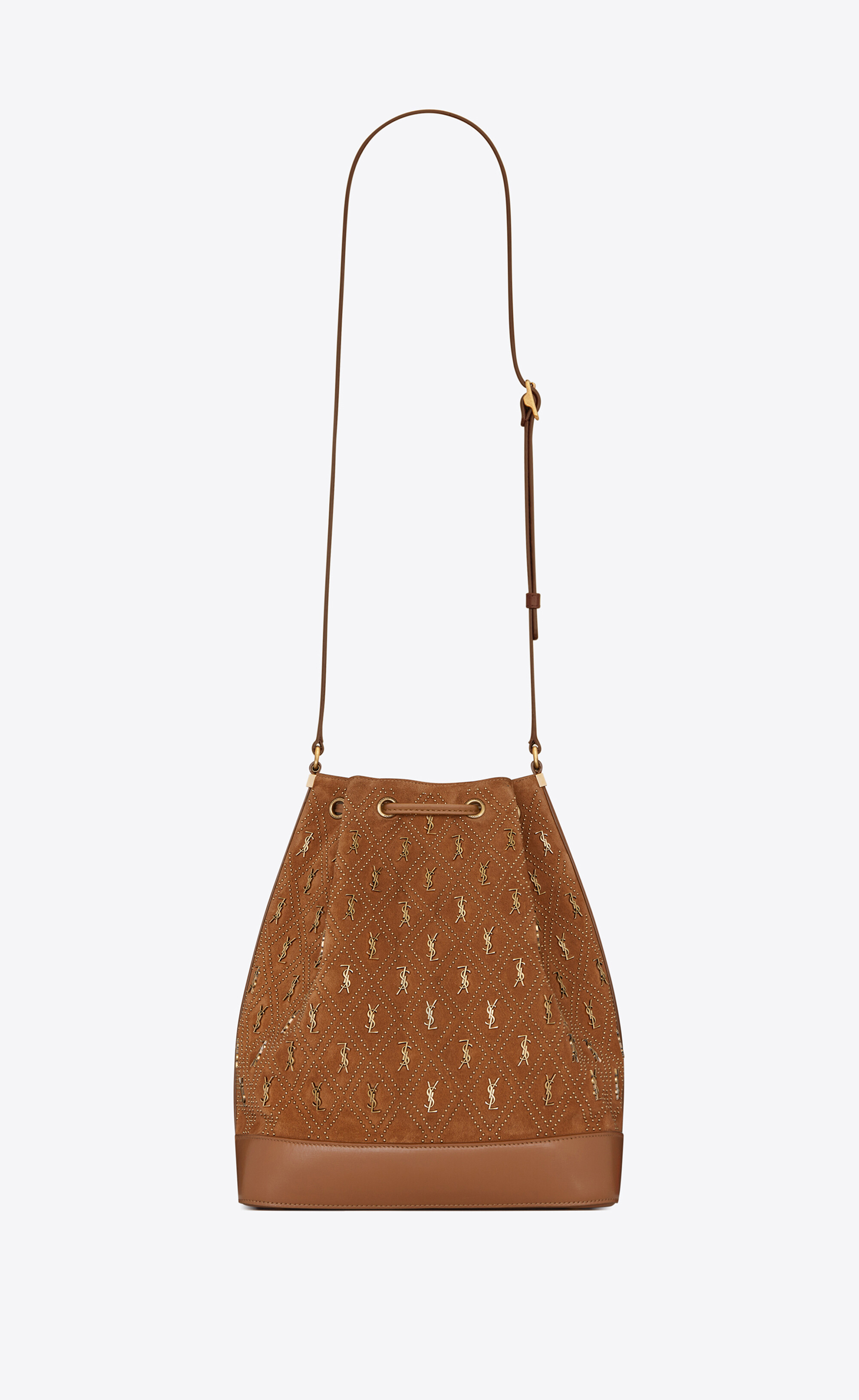 SaintLaurent_스터드 장식 스웨이드 소재의 le monogramme 버킷백