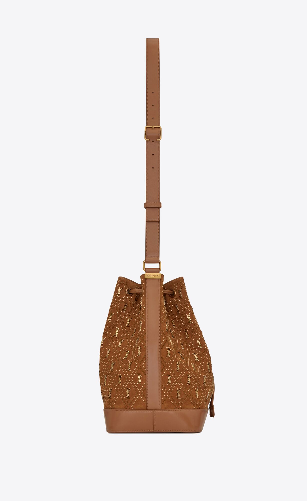 SaintLaurent_스터드 장식 스웨이드 소재의 le monogramme 버킷백