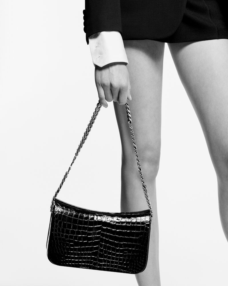 SaintLaurent_앨리게이터 엠보스드 페이턴트 가죽 소재의 elise 숄더백 thumbnail