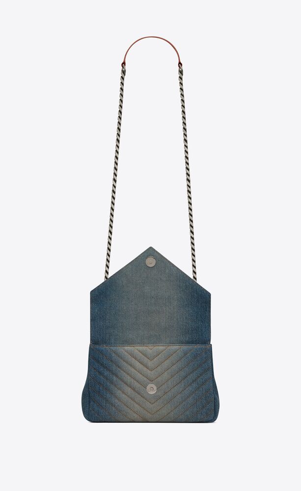SaintLaurent_워싱 처리한 퀼팅 데님과 스웨이드 소재의 컬리지 미디엄 백