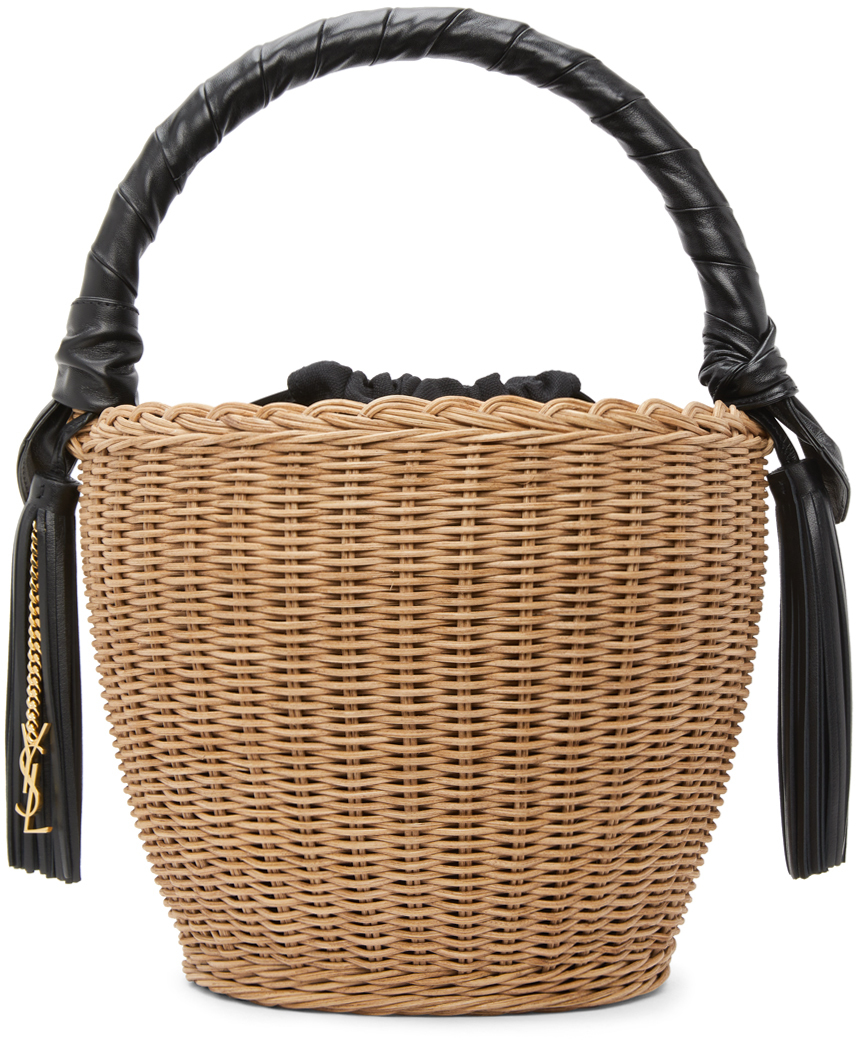 SaintLaurent_위커와 가죽 소재의 panier 라운드 백