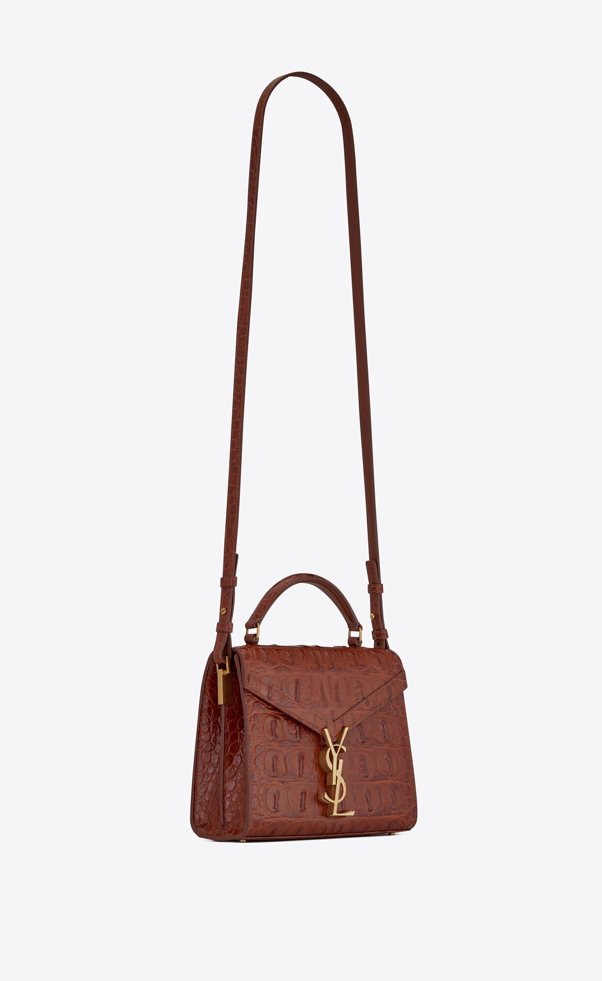 SaintLaurent_카이만 엠보스드 가죽 소재의 카산드라 미니 탑 핸들 백