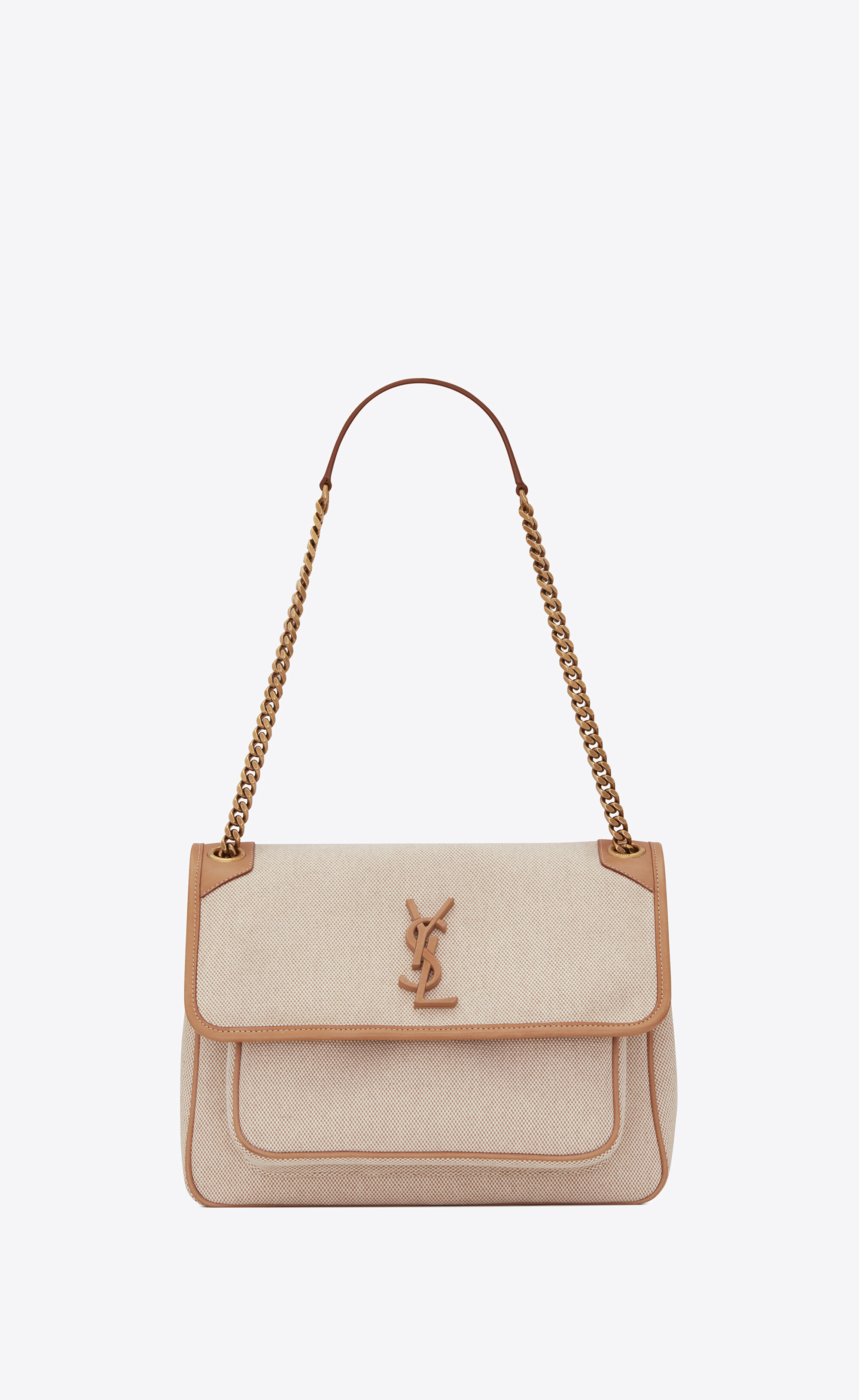 SaintLaurent_코튼 캔버스와 빈티지 가죽 소재의 니키 미디엄백