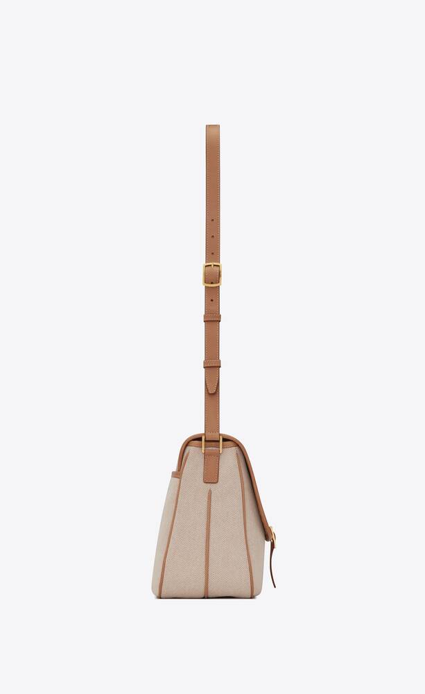 SaintLaurent_코튼 캔버스와 빈티지 가죽 소재의 소르본 플랩 백