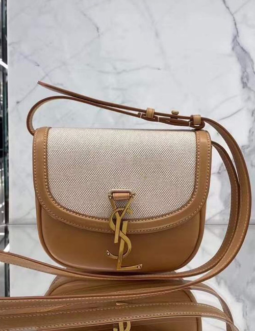 SaintLaurent_코튼 캔버스와 빈티지 가죽 소재의 카이아 스몰 샤첼백