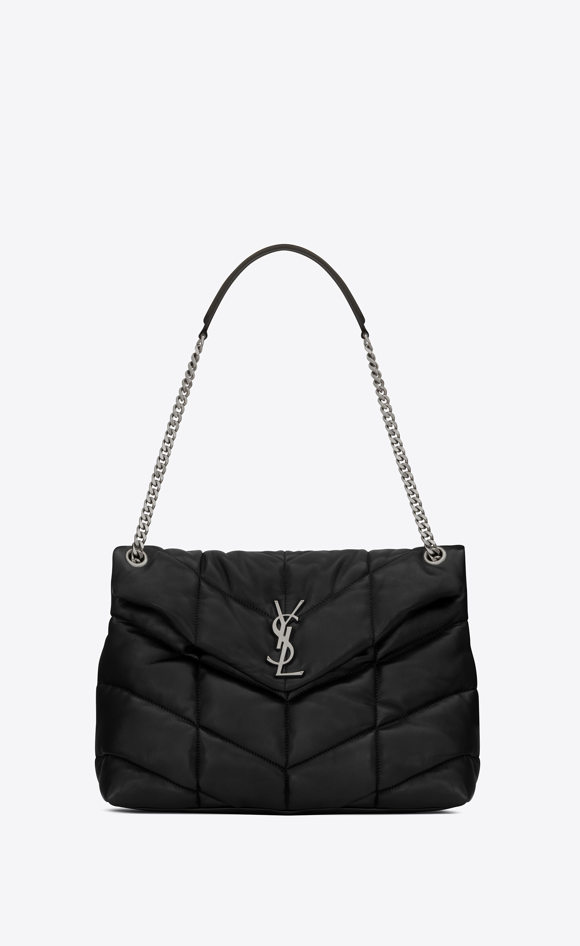 SaintLaurent_퀼트 처리된 램스킨 소재의 puffer 미디엄백
