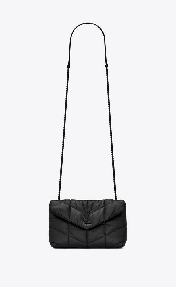 SaintLaurent_퀼트 처리된 링클 매트 가죽 소재의 컬러 디테일 장식 puffer 미디엄백 thumbnail
