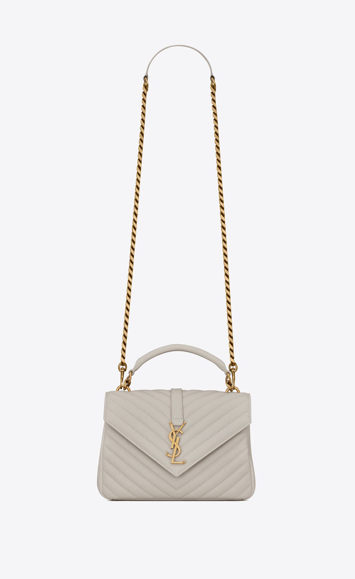SaintLaurent_퀼트 처리된 매트 크링클드 가죽 소재의 컬리지 미디엄백