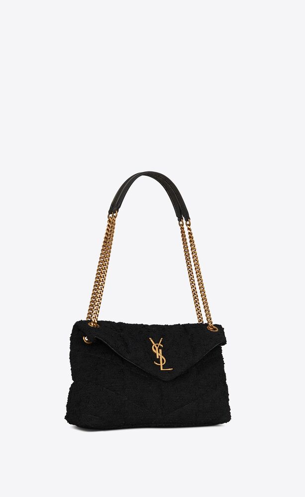 SaintLaurent_퀼트 처리된 부클레 트위드 소재의 puffer 스몰 백