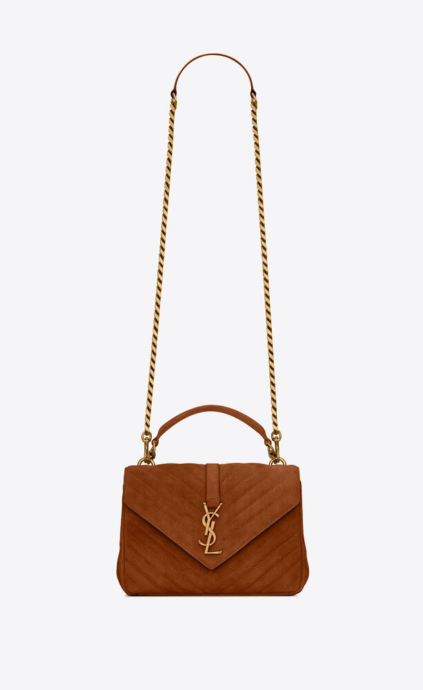 SaintLaurent_퀼트 처리된 스웨이드 소재의 컬리지 미디엄백