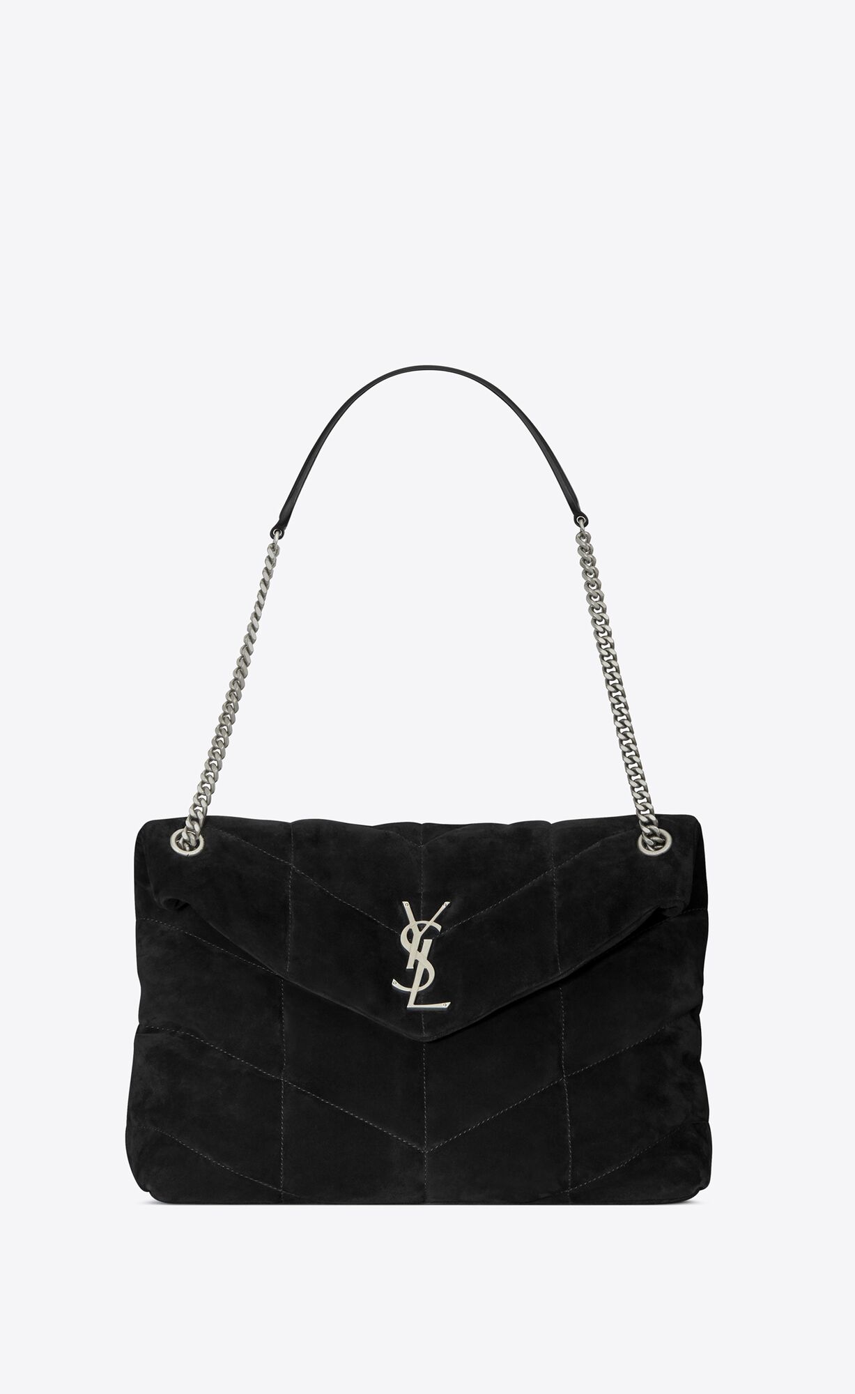 SaintLaurent_퀼트 처리된 스웨이드와 램스킨 소재의 puffer 미디엄백