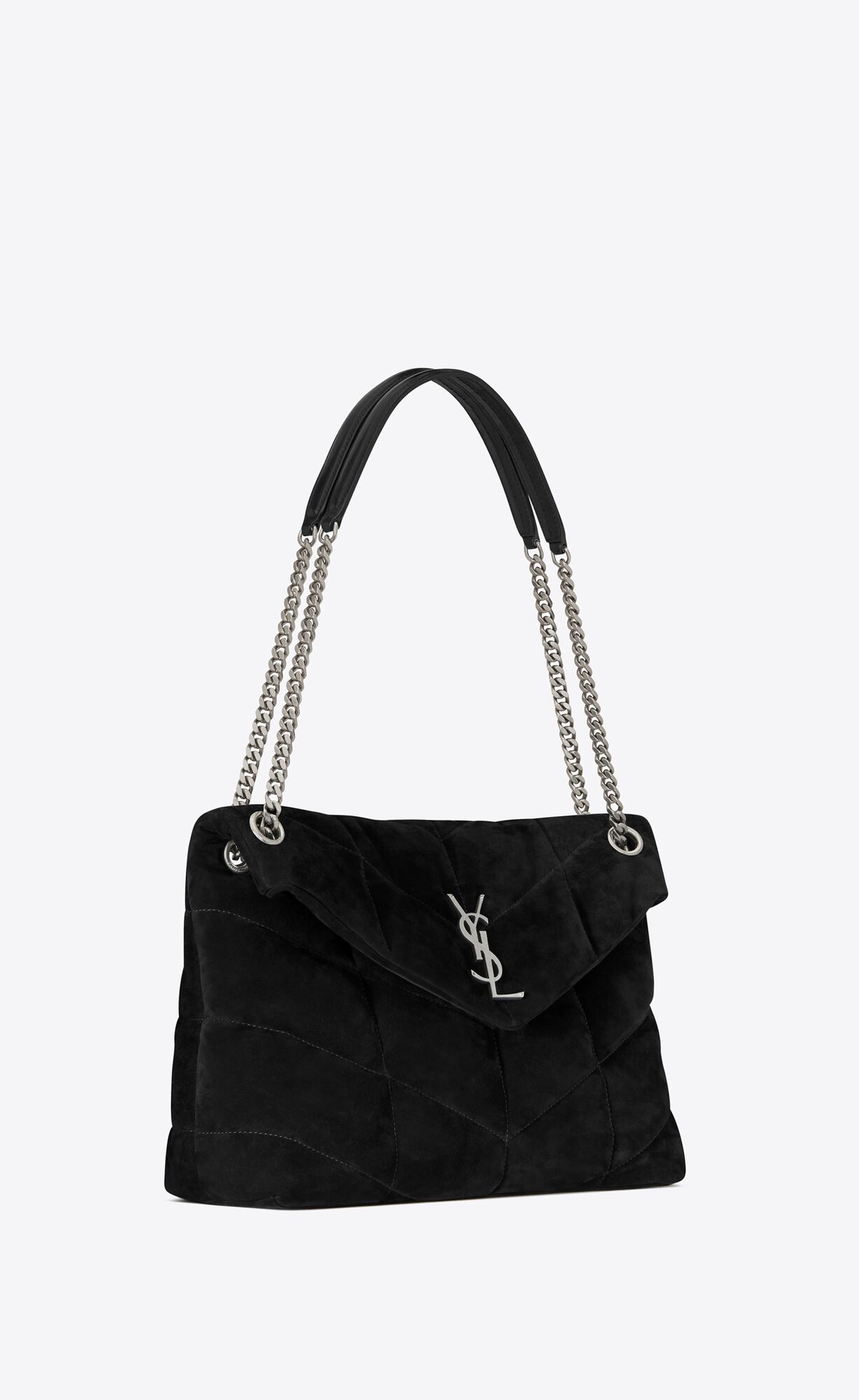SaintLaurent_퀼트 처리된 스웨이드와 램스킨 소재의 puffer 미디엄백 thumbnail
