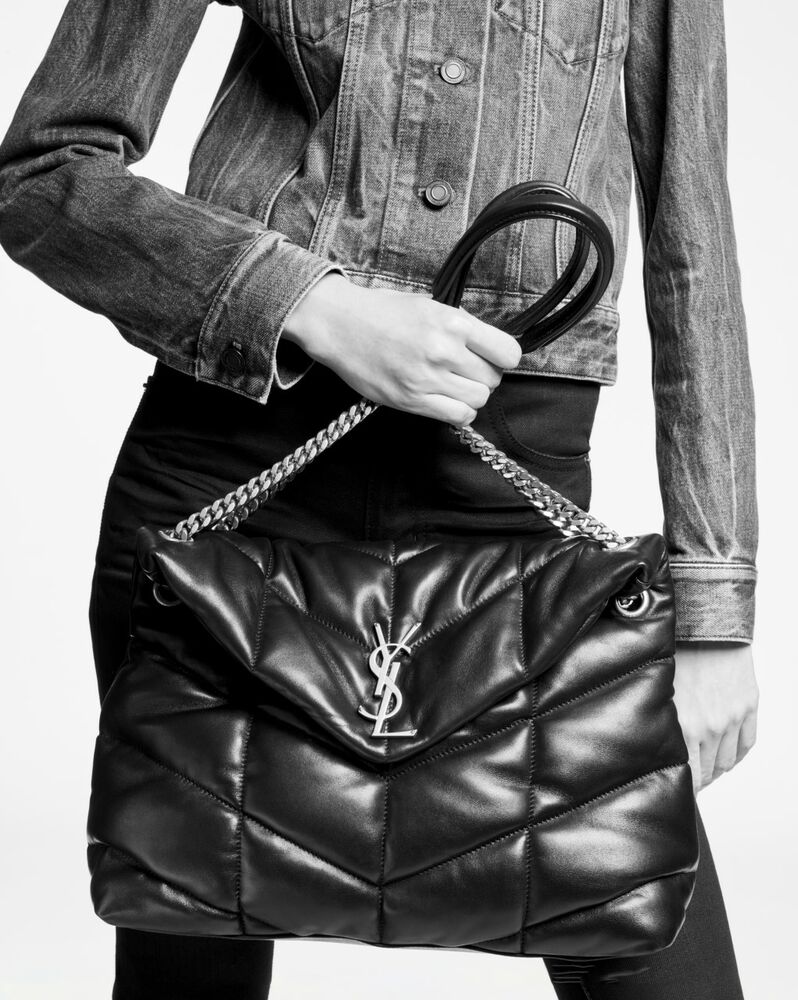 SaintLaurent_퀼트 처리된 스웨이드와 램스킨 소재의 puffer 미디엄백 thumbnail