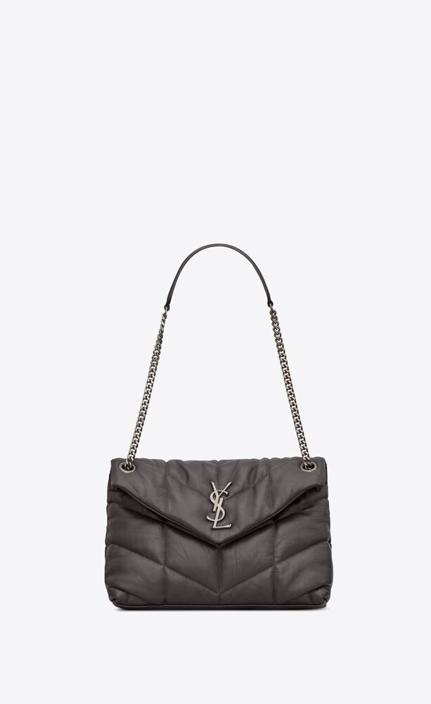 SaintLaurent_퀼트 처리된 크링클드 매트 가죽 소재의 루루 푸퍼 스몰백